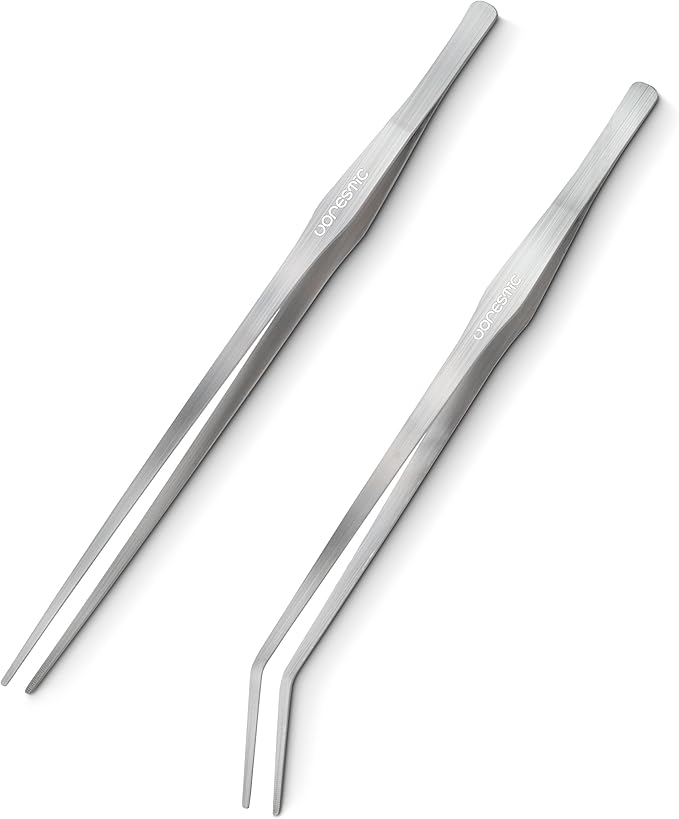 2 Pcs 15 Inch Tweezers, Heavy Duty Reptile Feeding Tongs, Aquarium Tongs, Reptile Tweezers Feeding, Reptile Tongs, Straight and Curved Long Tweezers for Aquarium and Terrarium