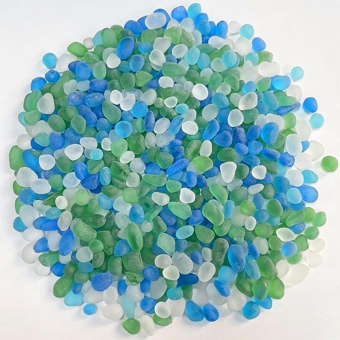 0.88LB Sea Glass Fish Tank Gravel Aquarium Glass Stones Sea Glass Pebbles Aquarium Gravel Rocks Fish Tank Rocks, Beads Pebbles Rock Sand Glass Gems Stones for Vase Filler Turtle Fish Tank Decoration