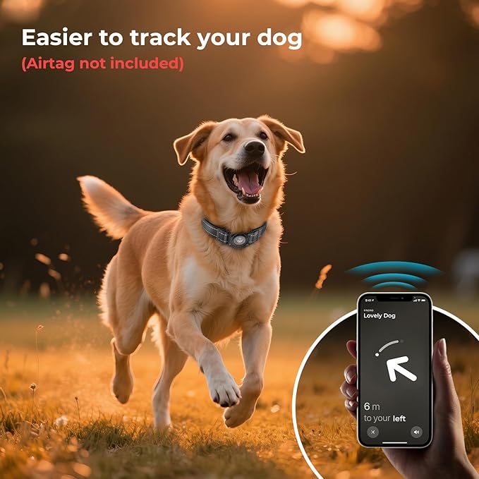 2025 Upgrade Airtag Dog Collar, Reflective Dog Collar with Airtag Holder, IP68 Waterproof| Metal Buckle| Ultra-Durable| Comfortable Padded, GPS Dog Collars for Medium Large Dogs (Black,XL)