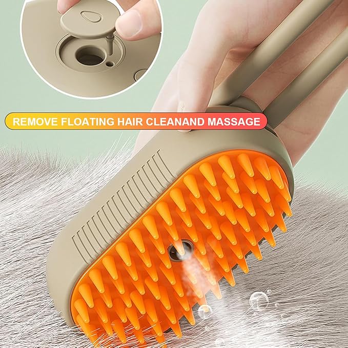 (2PCS) 4 in 1 Cat Steam Brush for Shedding, 2025 New Rechargeable Steam Pet Brush, Massaging and Cleaning Shedding Pets Hair (khaki+white)