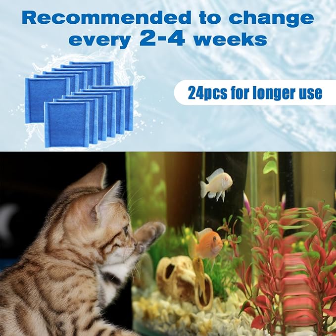 24 Pack Aquarium Filter Cartridges for Aqua-Tech 30-60/20-40 Gallon Fish Tank Power Filter Replacement EZ-Change #3