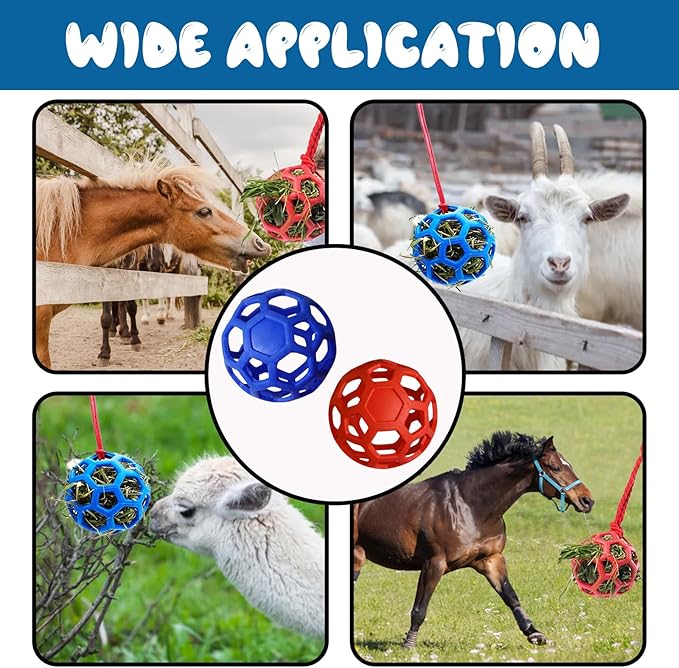 2 Pcs Novelty Hay Ball for Horses to Play with and Relieve Stress, Bright Color Hay Balls for Goats to Avoid Boredom