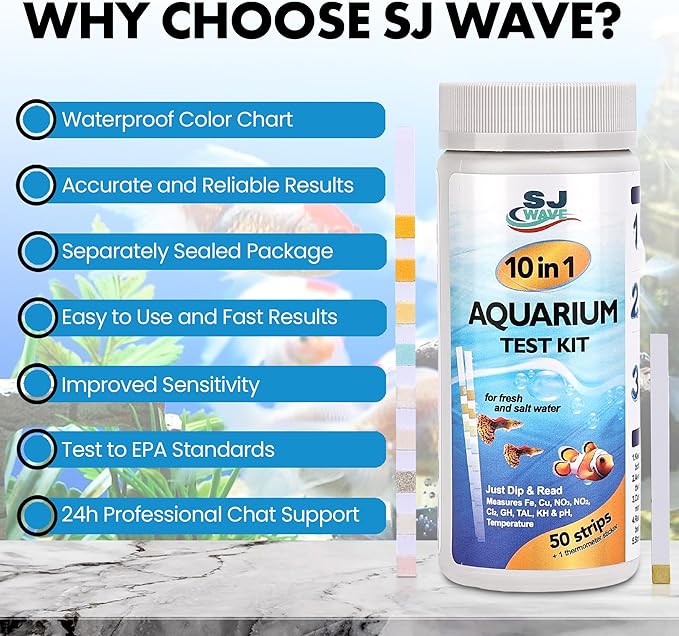 11 in 1 - Aquarium Test Strips | 950 Tests - 150 Strips | Fish Tank Aquariums Water Test Kit & ebook | Aquarium Thermometer | Fish Tank Water Testing Kit Includes 50 Ammonia Strips | Versatile Usage
