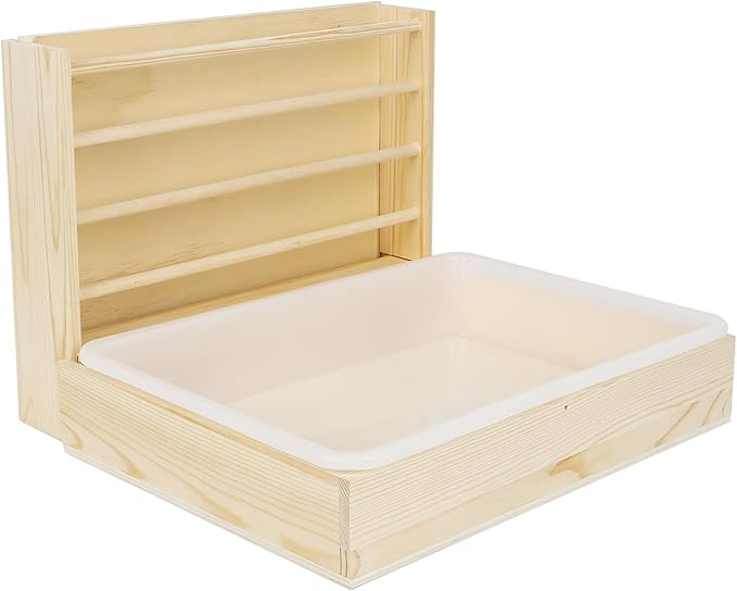 2 in 1 Wooden Rabbit Hay Feeder Box Safe Bunny Feeder Manger Grass Food Holder Rack Hay Holder with Toilet Rabbit Hay Feeder with Litter Pan Designed for Rabbits Guinea Pig Hamster Small Animals