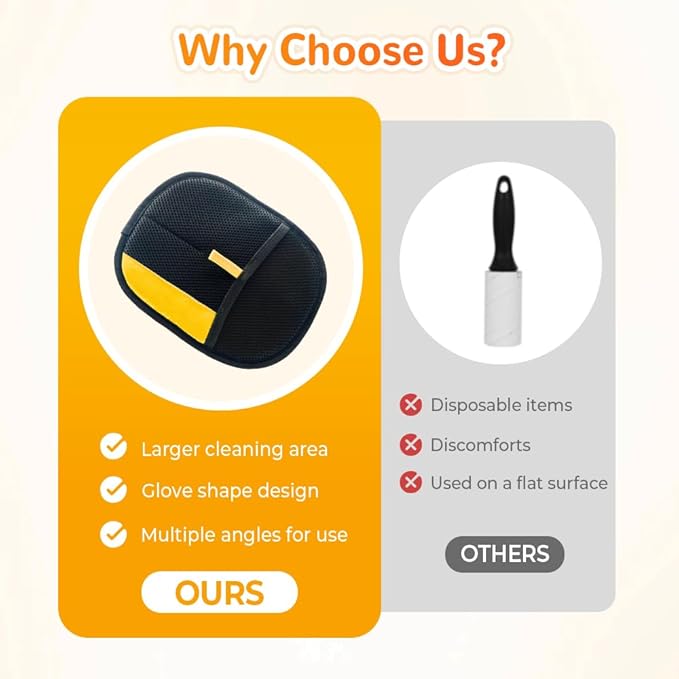 2025 Upgrade Pet Hair Remover Gloves, Reusable Cat Dog Grooming Gloves Pet Hair Remover Electrostatic Gloves, Premium Efficient Pet Hands on for Dogs, Cats & Horses with Long and Short Hair Fur (1)