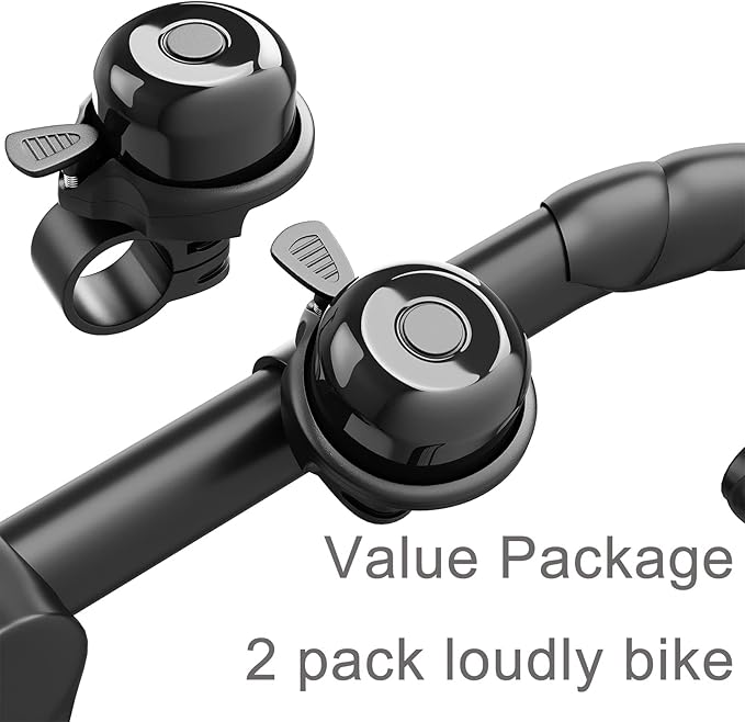 2 Pack Classic Bike Bell, Bicycle Bell Loud Crisp Clear Sound Bicycle Bike Bell City Bike BMX Bike Sports Bike for Adults Kids Right Hand/Left Hand Use