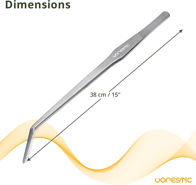 15 Inches Heavy Duty Reptile Feeding Tongs, Curved Aquarium Tweezers, Reptile Tongs, Fish Feeding Tongs, Reptile Feeding Tweezers, Long Tweezers for Aquarium and Terrarium