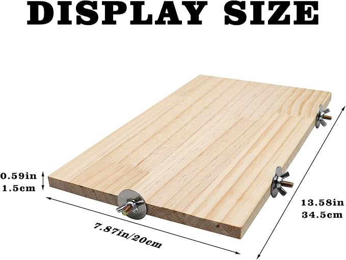 13.6×7.9 Inches Large Bird Perch Stand Platform, Natural Wooden Small Animals Cage Accessories, Rectangle Stand Perch Shelf for Parrot Parakeet Cockatiel Rat Hamster Guinea Pig Conure Chinchillas