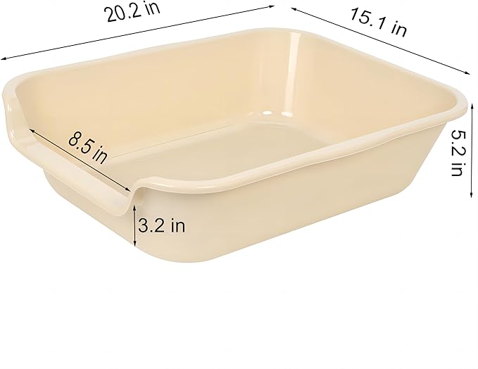 1 Pack of Extra Large Cat Litter Box (ABS Material), Low Entry Senior Litter Pen for Geriatric Kitty Big Cats, Jumbo Pet Safe Litter Boxes Tray for Pets Potty (Beach Sand, 20" L x 15.5" W)