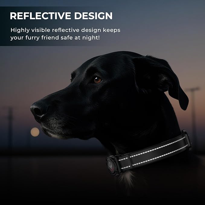 2025 Upgrade Airtag Dog Collar, Reflective Dog Collar with Airtag Holder, IP68 Waterproof| Metal Buckle| Ultra-Durable| Comfortable Padded, GPS Dog Collars for Medium Large Dogs (Black,XL)