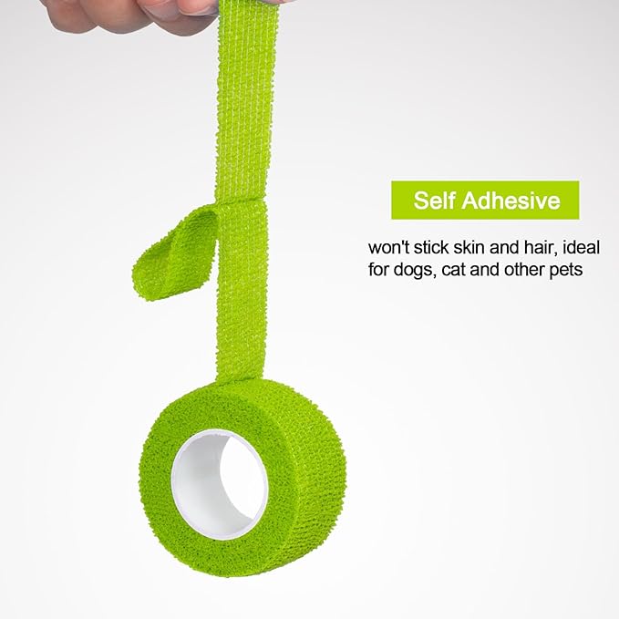 12 Pack Self Adhesive Bandage Wrap 1 Inch Cohesive Bandage Self Adherent Vet Wrap for Dog Pets Elastic Bandage Finger Tape Self Stick Wrap for First Aid Sports Athletic Tape (Mixed Colors)