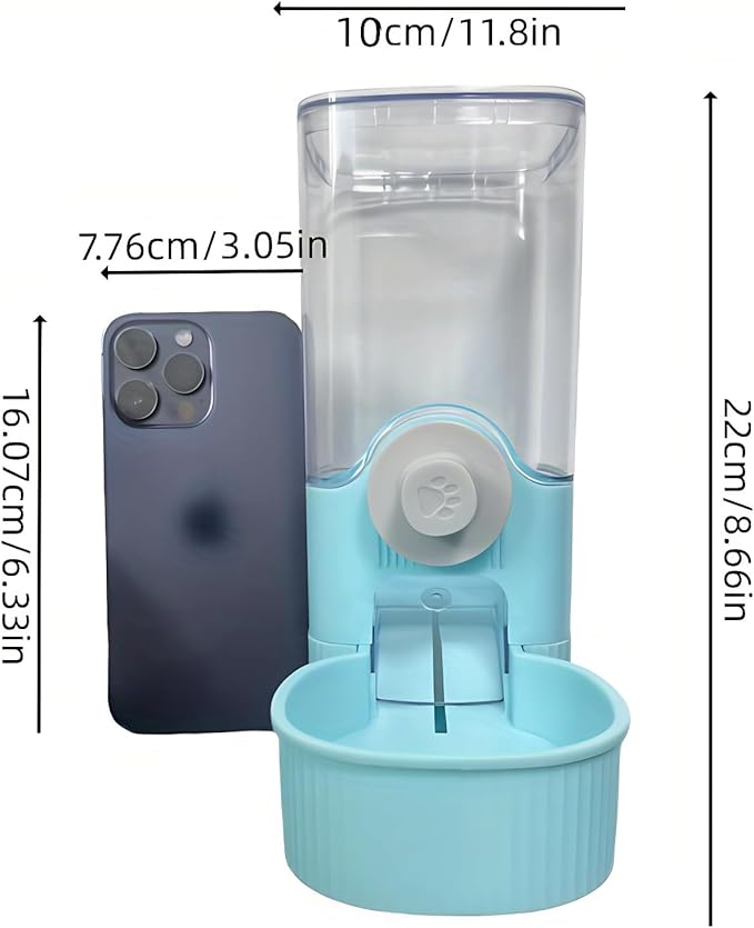 GPY Automatic Hanging Gravity Pet Feeder and Water Dispenser Set ，Automatic Dog Feeder and Dog Water Dispenser for Dogs Cats Pets Animals Large Capacity (Blue Water Feeder&Food Feeder) (Blue)