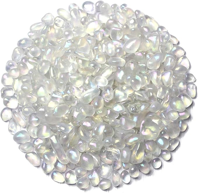 1Lb/460g Irregular Sea Glass Stones Artificial Crystal Gem Pebbles for Aquarium/Turtle Tank/Terrarium/Flowerpot/Vase Landscape Ornament Decoration, Hyun White