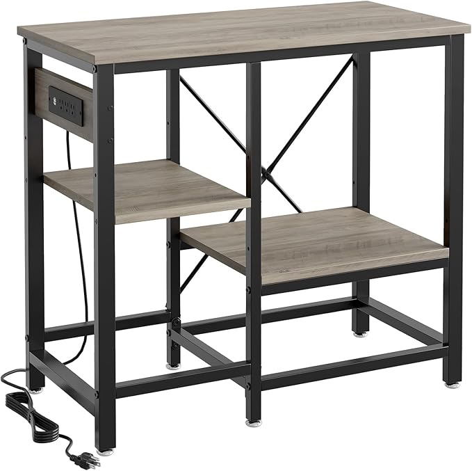 20-29 Gallon Fish Tank Stand with Power Outlets, 30.7 x 13.8 Metal Aquarium Stand with 3-Tiers Adjustable Storage Shelves, 6-Legs Reptile Terrarium Stand, 400 LBs