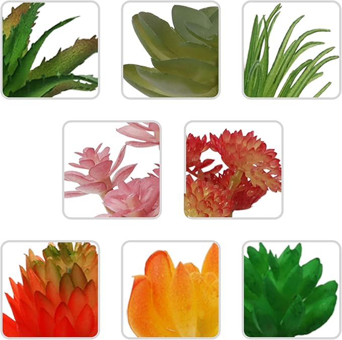 22pcs Colorful Fake Succulents, Mini Artificial Succulents for DIY Crafting Home Terrarium Floral Wall Garden Arrangement Office Decoration (Unpotted)