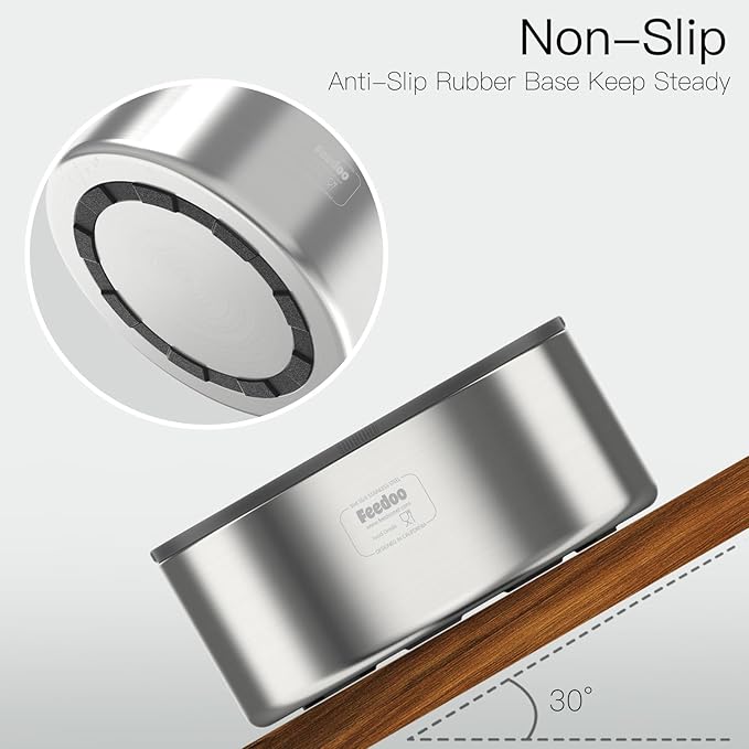 1Gallon Double Layer 304 Stainless Steel Dog Bowl - Insulated & Durable | Non-Slip Base | Easy to Clean | BPA-Free Safe Dog Water Bowl[128oz for Large Giant Breeds]