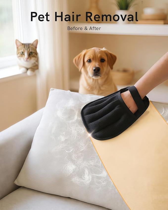 2025 Newly Upgraded Pet Hair Removal Gloves for Cats & Dogs, Electrostatic Grooming Gloves for Pet Hair, Five-Finger Reusable Pet Hair Remover Tool for Clothes, Bed, Couch, Carpet, 3 Pcs