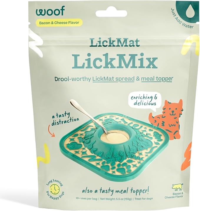 WOOF LickMixes - Dog Lick Mat Spread and Meal Topper - Delicious and Lower Calorie - Made with Wholesome Ingredients - Perfect for Dog Enrichment - Bacon & Cheese