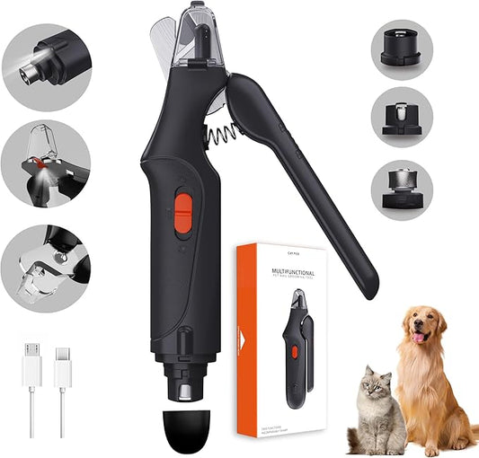2-in-1 Dog Nail Clippers & Cat Nail Clippers Trimmers for Large Medium Small Dogs Cats Claw Trimmer Quick Sensor and Safety Guard USB Rechargeable with 2 LED Lights Dogs Nail Trimmer