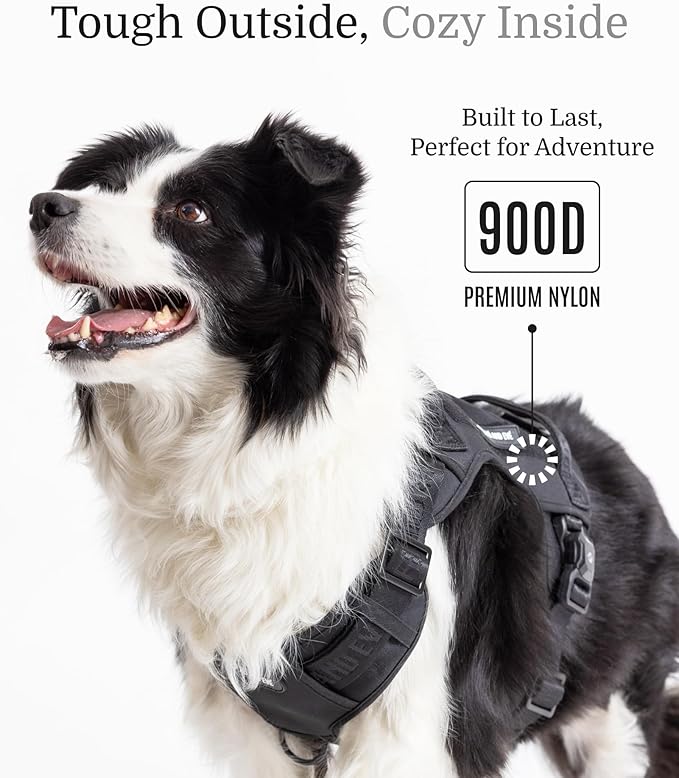 2025 New Edition, Fei & Eve MagEase Dog Harness - 3-Second Magnetic Buckles | 3-Point No-Pull Control | Heavy-Duty 900D Nylon | Dual Safety Handles | Breathable Mesh | Adjustable Fit | Large,Black