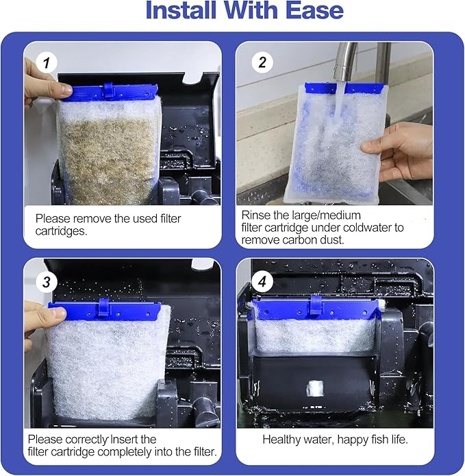 16-Pack Large Replacement Filter Cartridges Compatible with Tetra Whisper Bio-Bag Filters Large Aaquarium Filter Cartridges for Whisper 20i/40i /IQ20/30/45/60 PF20/30/40/60 Power Filters