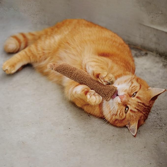 2 Pack Natural Interactive Catnip & Silvervine Cat Kicker with Tail, Bite Resistant Chew Toy, Crinkle Kicker, Accessories for Indoor Cat, Sherpa Material