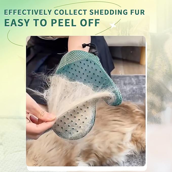 2 in 1 Cat Fur Glove & Pet Hair Remover Glove, Dog Grooming Glove Brush for Shedding, Massage, Efficient Pet Hair Remover Mitt for Cleaner Couch, Carpet [Blue/Single]