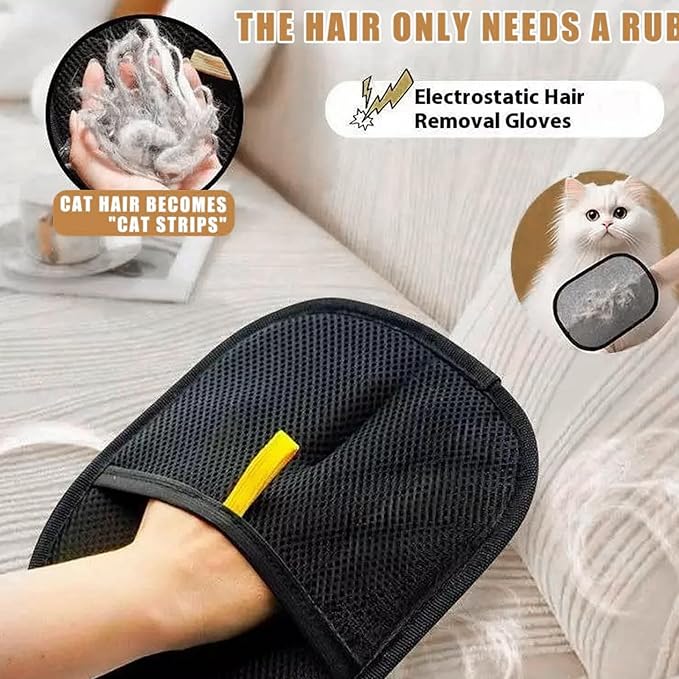 2025 Upgraded Pet Hair Removal Glove |Double-Sided – Reusable Grooming & Bathing Glove for Dogs and Cats |Soft Silcone Touch |Easy Deshedding and Cleaning Mitt (Black, 3 PCS)