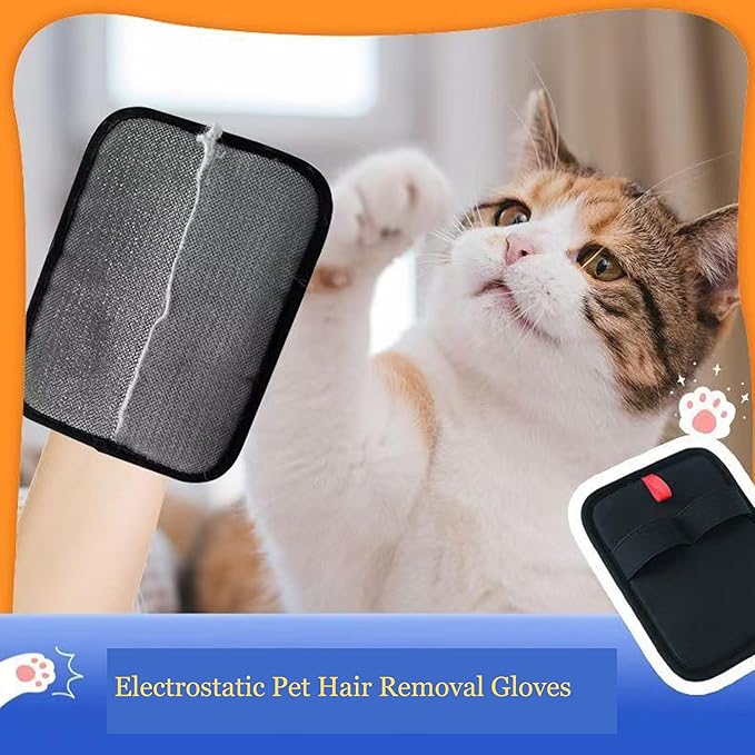 2 PCS Pet Hair Removal Gloves - Electrostatic Pet Hair Remover - Electrostatic Removal Gloves for Couch, Furniture, Carpet, Curtain - Reusable Grooming Glove for Cat & Dog