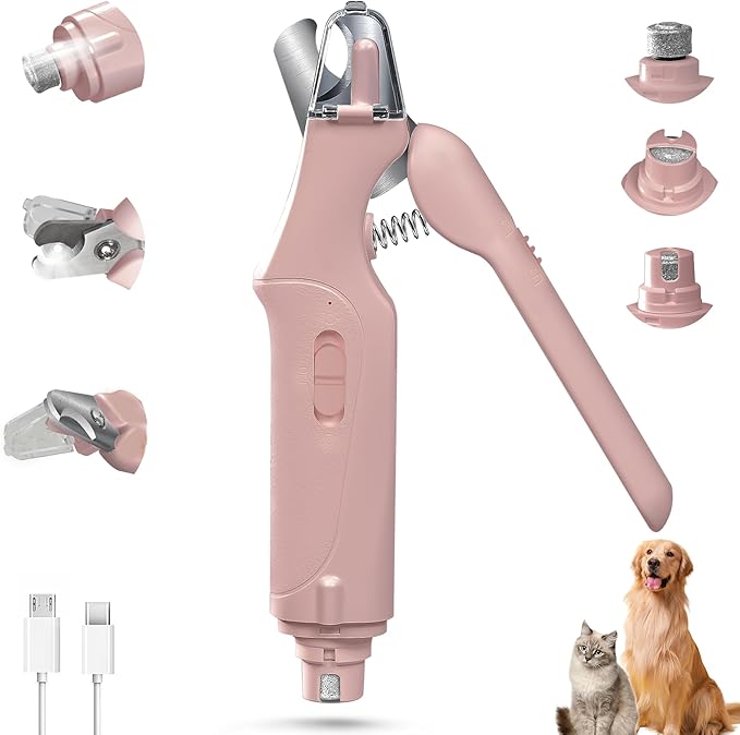 2 in 1 Dog Nail Clippers and Grinder with Lights & Cat Nail Clipper for Large Medium Small Dogs Cats Nail Trimmers USB Rechargeable with 2 LED Lights Dog Claw Care for Non-Black Nails