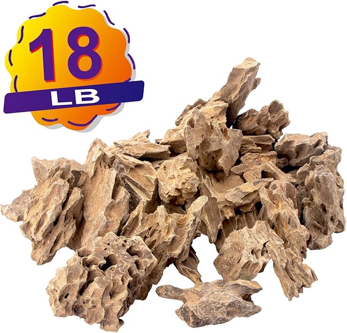 18.1 Pounds Natural Dragon Stones for Aquascaping Terrariums,Aquarium Dragon Ohko Rock (2.1 to 7.2 inch)