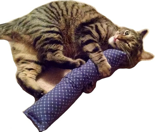15" Cat Kicker Toy with Refillable Catnip Pocket (Navy) - Filled with Premium Canadian Catnip