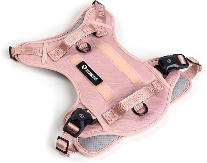 2025 New Edition, Fei & Eve MagEase Dog Harness - 3-Second Magnetic Buckles | 3-Point No-Pull Control | Heavy-Duty 900D Nylon | Dual Safety Handles | Breathable Mesh | Adjustable Fit | Medium, Pink