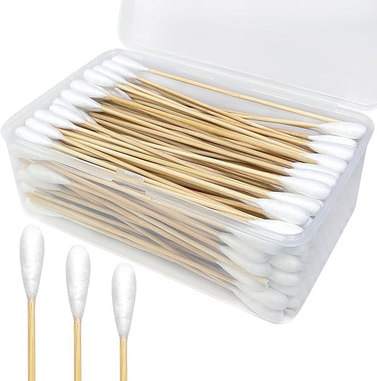 200-Pack of Long, Large Dog Ear Swabs with Bamboo Sticks: Perfect for Dog Ear Cleaning and Infection Treatment. Gentle, Effective, and Eco - Friendly for Pet Hygiene