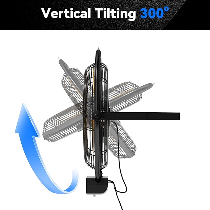 20 IN 5500 CFM Remote Control Wall Mount Fan, 3 Speed High Velocity Wall Fan with Timer, Oscillation & Tilting, Air Circulator for Garage, Commercial, Greenhouse, Warehouse & Gazebo Use, UL Listed