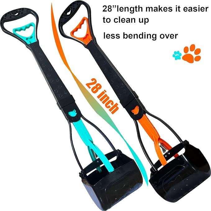 2-Piece Pooper Scooper for Large Medium & Small Dogs Heavy Duty,Long Handled Dog Poop Scooper for Grass,Durable Dog Poop Pick Up Tool