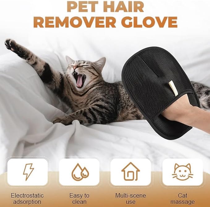 2025 Upgraded Pet Hair Removal Glove |Double-Sided – Reusable Grooming & Bathing Glove for Dogs and Cats |Soft Silcone Touch |Easy Deshedding and Cleaning Mitt (Black, 5 PCS)
