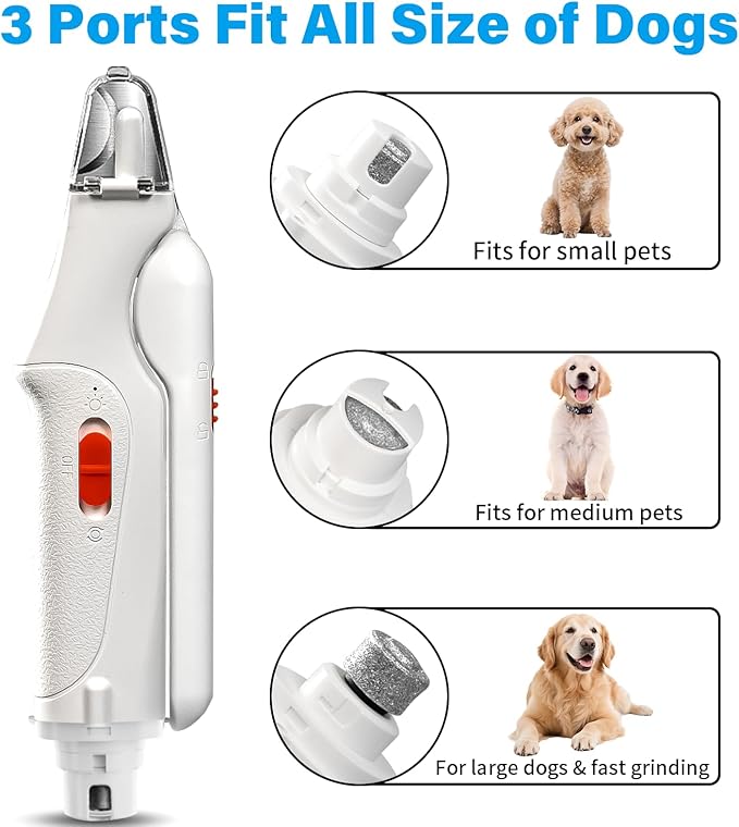 2 in 1 Dog Nail Clippers & Cat Nail Clippers Trimmers for Large Medium Small Dogs Cats Claw Trimmer Quick Sensor and Safety Guard USB Rechargeable Dogs Nail Trimmer with Catcher & 2 LED Lights