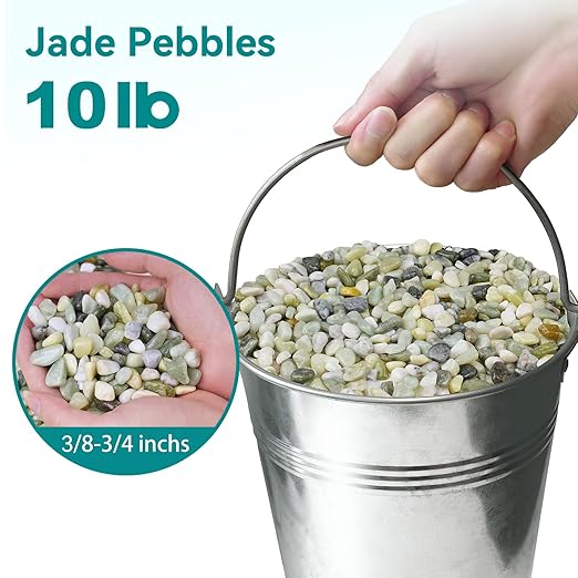 10 lbs Jade Pebbles for Indoor Plants, 3/8" Plant Rocks for Pots Indoor, Decorative Small Stones for Plants, Bamboo,Vase, Succulent, Highly Polished Small River Rocks