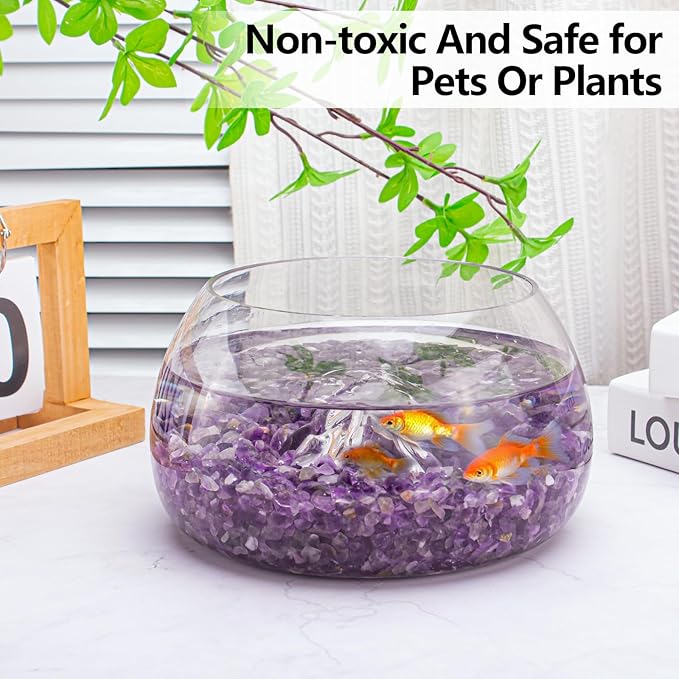 0.5 Lb/230g Amethyst Quartz Crystal Chips Bulk, Purple Crushed Stones Natural Gemstones Healing Reiki Crystals Mini Quartz Vase Filler Aquarium Gravel Rocks, 5-7mm