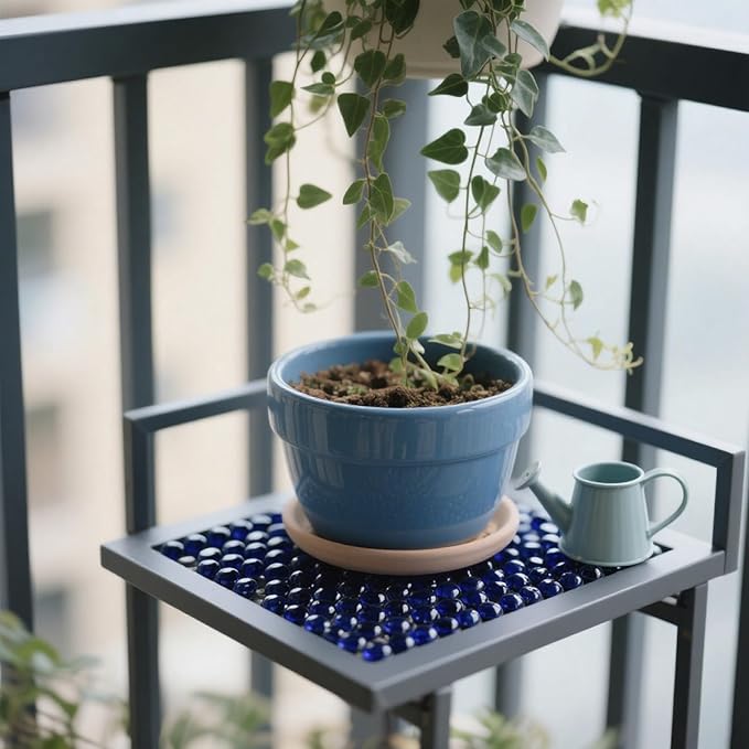 0.96LB Glass Beads Vase Filler Aquarium Gravel Decor Flat Glass Marbles Gems Pebbles Fish Tank Rocks Home Decorative Art Craft - Cobalt Blue