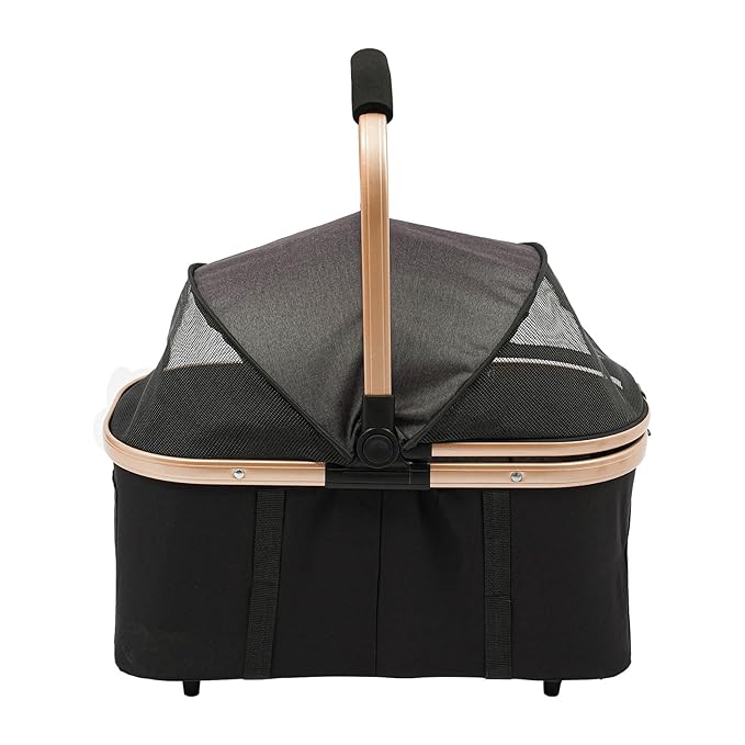 2-Layers Pet Stroller for 2 Cats/Dogs,Foldable Lightweight 77lbs Capacity Carrier, 4 Wheels, Removable Basket & Storage Pocket,for Small Pets (Black)