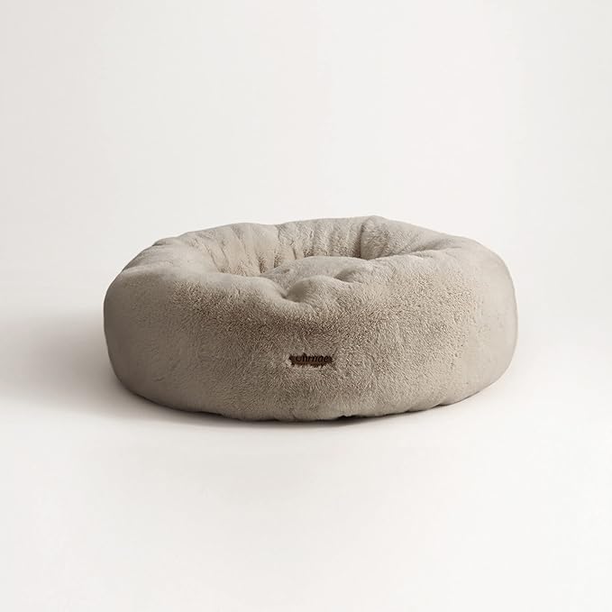 UnHide Floof Pet Bed - Medium (28" x 10") - Extra Soft Dog Bed - Removable Faux Fur Cover - Machine Washable - Helps Ease Pet Anxiety & Provides The Perfect Sleep - Taupe Ducky