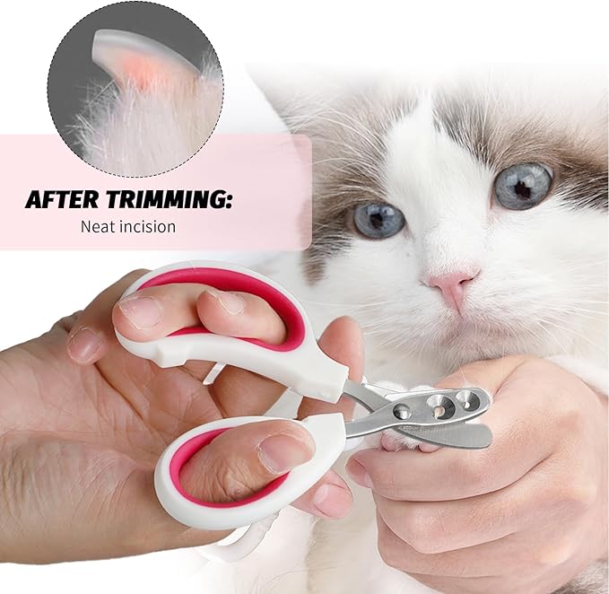 2 PCS Bearded Dragon Nail Clippers, Cat Nail Trimmer, Stainless Steel Cat Claw Clippers, with (White + Pink) Files * 2, Suitable for Reptiles, Novice Pet Families (Orange + Rose Red)