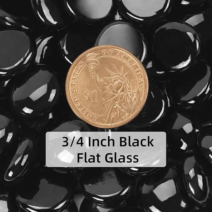 10LB Black Flat Glass Marbles for Vases, Gemstone Beads Vase Filler Decorative Glass Pebbles for Fish Tank, DIY Crafts, Aquarium Decor Rocks