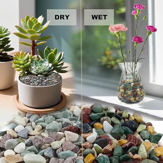 15LB Succulents Rocks for Plants Cactus Gravel Pebbles for Fish Tank 1/2 Inch Natural River Rocks for Vase, Aquarium, Landscaping,Bonsai,Terrarium Pebbles, Mixed Color