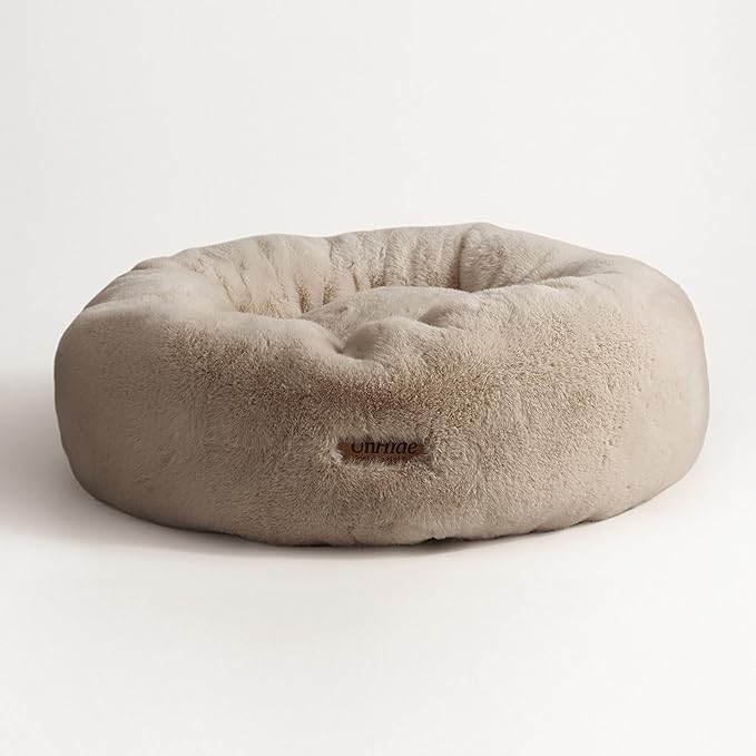 UnHide Floof Pet Bed - XL (40"x14") - Extra Soft Dog Bed - Removable Faux Fur Cover - Machine Washable - Helps Ease Pet Anxiety & Provides The Perfect Sleep, Taupe Ducky