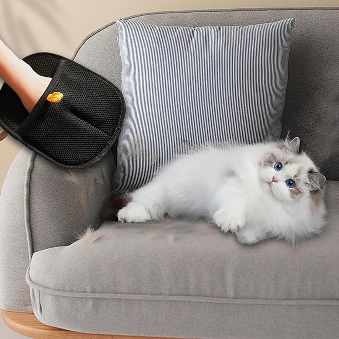 2025 Upgraded Pet Hair Removal Glove |Double-Sided – Reusable Grooming & Bathing Glove for Dogs and Cats |Soft Silcone Touch |Easy Deshedding and Cleaning Mitt (Black, 5 PCS)