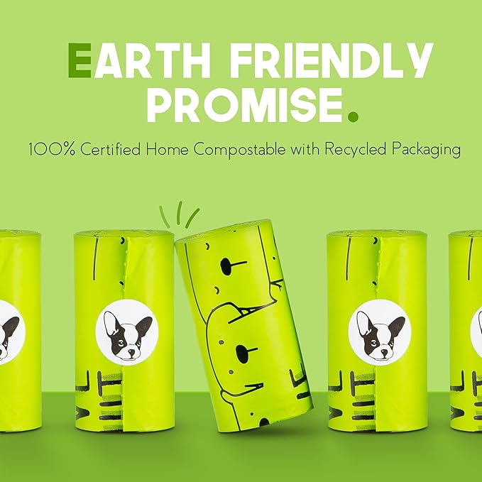 100% Certified Home Compostable Dog Poop Bags with Handles - 10% to Charity - ASTM D6400 & EN 13432 Compliant - 240 x Plant Based X Large Compostable Poop Bags (20 Rolls)