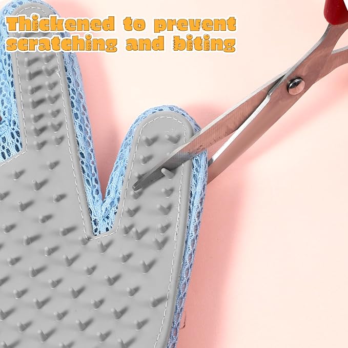 2 in 1 Pet Grooming Glove for Cats & Dogs, Efficient Deshedding Brush Pet Long Short Fur Removal Glove, Gentle Massaging Puppy Kitten Bathing Grooming Brush Tool, Easy Clean Floating Hair Mitt